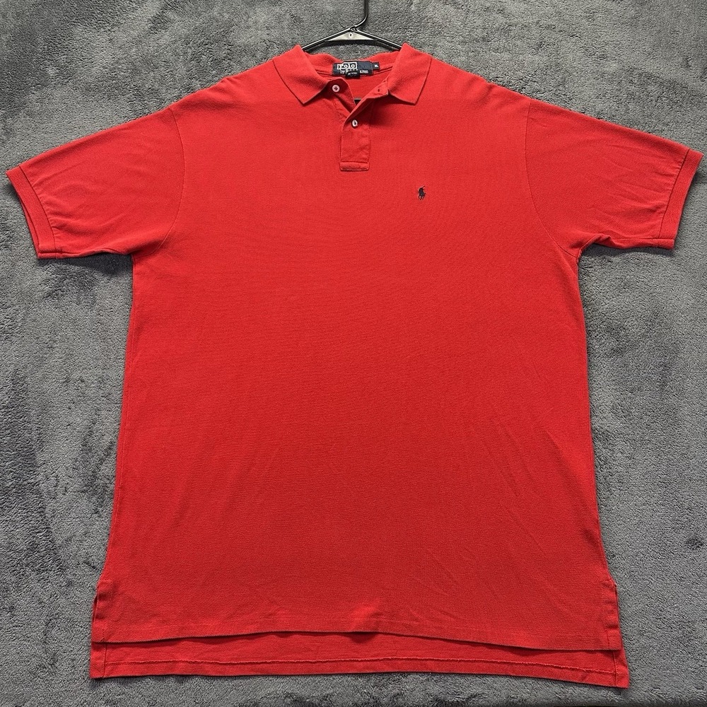 Vintage‎ Polo Ralph Lauren Polo Shirt Mens XL Made In USA Red Embroidered Pony